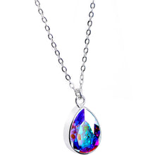Load image into Gallery viewer, Silver Plated Purple Raindrop Necklace Created with Crystals
