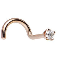 Load image into Gallery viewer, 14k Rose Gold 2mm Moissanite Nose Ring
