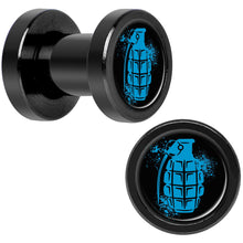 Load image into Gallery viewer, Blue Grenade Black Anodized Screw Fit Plug Set 4G
