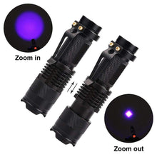 Load image into Gallery viewer, UV 365nm light wood's lamp Rechargeable Portable Mini Handheld Fluorescent Agent  Purple Light USB Ultraviolet Flashlight Detection Flashlight For Dog Urine Pet Stains 370nm
