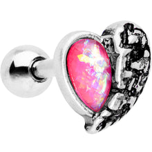 Load image into Gallery viewer, Pink Faux Opal Half Heart Tragus Cartilage Earring
