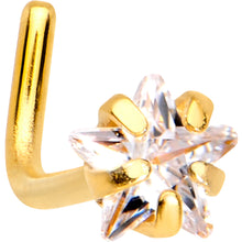 Load image into Gallery viewer, 20G 1/4 Clear Star 3mm CZ Gem Gold IP L-Shape Nose Ring
