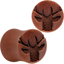 Load image into Gallery viewer, Organic Sawo Wood Holiday Antler Deer Saddle Plug Set Sizes 8mm to 25mm
