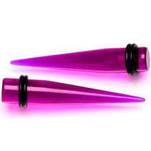 Load image into Gallery viewer, 14 to 00G Fuchsia Acrylic Straight Taper Set 18 Piece Stretching Kit

