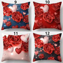 Load image into Gallery viewer, Valentines Day Red Heart And Flowers Pillow Cover Decorative Cushion Case Home Decor Sofa Couch Bedroom Car Flower Pillow Covers Love Pillow Covers Decorative Linen Square Throw Pillow Covers Couple Cushion Cases Home Decor for Sofa Bedroom Car  45x45cm
