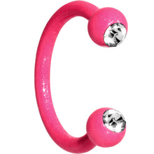 Load image into Gallery viewer, 16G Clear Gem Pink Glow in the Dark Horseshoe Circular Barbell
