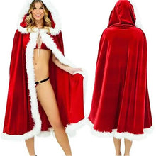 Load image into Gallery viewer, Velvet Hooded Cape Cloak Santa Cosplay Christmas Costumes Women
