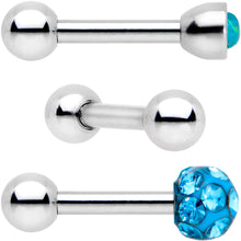Load image into Gallery viewer, 16G 1/4 Aqua Faux Opal Inlay Cartilage Tragus Earring 3 Pack Set
