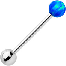 Load image into Gallery viewer, Blue Synthetic Opal 5mm Ball Barbell Tongue Ring

