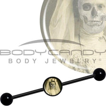 Load image into Gallery viewer, 14G Skeleton Bride Halloween Black Industrial Barbell 37mm
