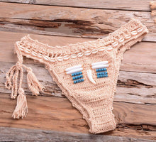 Load image into Gallery viewer, Vintage Blue Bikinis 2 Piece Halter Bikini Set Women High Waist Sequin Swimsuit  Set Handmade Crochet High Quality Swimsuit Women Push Up Swimwear Knitted Beach Wear Bathing Suit
