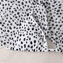 Load image into Gallery viewer, Vintage Halter Printed Leopard Bikini Female Lace Up Bottom Swimsuit Women Swimwear Long Sleeve Bathing Suits Leopard Print Swimsuit Three-pieces Bikini Set Long Sleeve Bathing Suit Cute Swimwear
