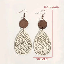 Load image into Gallery viewer, Vintage Hollow Leaf Shape PU Leather Earrings
