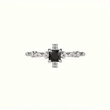 Load image into Gallery viewer, Vintage-Inspired Black Square Cubic Zirconia Ring
