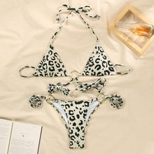 Load image into Gallery viewer, Vintage Print Bikini Female Handwork Small Ruffle Swimming Suit For Women Swimwear High Cut Bikini Set String Print Halter String Triangle Bikini Set Luxury Swimwear Two Piece Swimsuit
