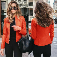 Load image into Gallery viewer, Vintage Style Autumn Ladies PU Leather Jacket For Women Slim Casual Soft Moto Biker Faux Leather Jacket For Female Coat Quality Basic Streetwear
