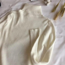 Load image into Gallery viewer, Vintage Style Autumn Winter Thick Sweater For Women Knitted Ribbed Pullover Sweater Long Sleeve Turtleneck Slim Jumper Soft Warm Pullover
