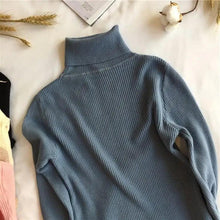 Load image into Gallery viewer, Vintage Style Autumn Winter Thick Sweater For Women Knitted Ribbed Pullover Sweater Long Sleeve Turtleneck Slim Jumper Soft Warm Pullover
