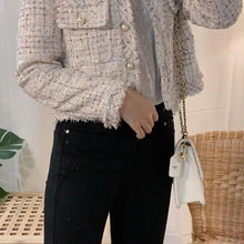 Load image into Gallery viewer, Vintage Style Autumn Winter Tweed Jackets For Women O-Neck Long Sleeve Loose Wool Coat Single Breasted Outwear For Girls
