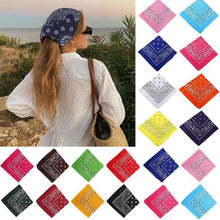 Load image into Gallery viewer, Vintage Style Print Bandana Hair Bands for Girls Women Headband Square Scarf Face Mask Cross Turban Bandanas Headwear
