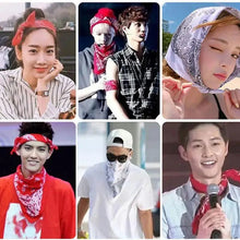 Load image into Gallery viewer, Vintage Style Print Bandana Hair Bands for Girls Women Headband Square Scarf Face Mask Cross Turban Bandanas Headwear
