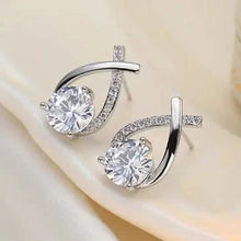 Load image into Gallery viewer, Vintage Style Stud Earrings - Embellished with Rhinestones, Cross Line Design
