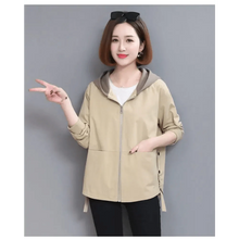 Load image into Gallery viewer, Vintage Style Women's Coat Hooded Jacket Long Sleeve Zipper Pockets Casual Windbreaker Basic Jackets Outerwear Plus Size 4XL E25

