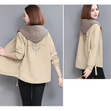 Load image into Gallery viewer, Vintage Style Women's Coat Hooded Jacket Long Sleeve Zipper Pockets Casual Windbreaker Basic Jackets Outerwear Plus Size 4XL E25
