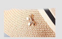 Load image into Gallery viewer, Vintage Women's Sun Hats Handmade Straw Visor Caps Fashionable Adult Sun Beach Top Hats Cute Bowknot Design Fashion Summer Women's Casual Caps Straw Hats Parent-Child Summer Hat Empty Top Beach Hat
