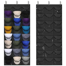 Load image into Gallery viewer, Visible Baseball Hat Rack for Wall Door with 3 Hooks 24 Deep Pockets
