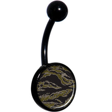 Load image into Gallery viewer, Tiger Camo Print Black Belly Ring

