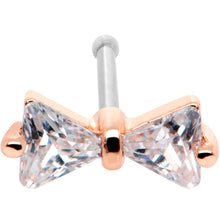 Load image into Gallery viewer, 20G 1/4 Clear CZ Gem Rose Gold Tone Bow Tie Formal Nose Bone
