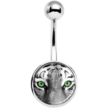 Load image into Gallery viewer, Black White Tiger Eyes Belly Ring
