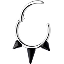 Load image into Gallery viewer, 16G 3/8 Black Spike Punk Hinged Segment Ring
