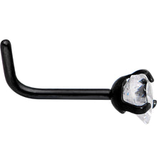 Load image into Gallery viewer, 20G 1/4 Clear Heart 3mm CZ Gem Black IP L-Shape Nose Ring

