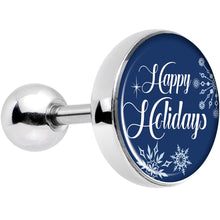 Load image into Gallery viewer, 16G 1/4 Happy Holidays Snowflake Tragus Cartilage Earring
