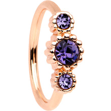 Load image into Gallery viewer, 20G Purple CZ Gem Rose Gold IP Triplet Seamless Circular Ring
