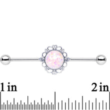 Load image into Gallery viewer, White Faux Opal Southwest Spirit Flower Industrial Barbell 38mm
