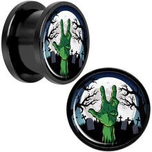 Load image into Gallery viewer, Cemetery Zombie Hand Halloween Black Anodized Plug Set 9/16
