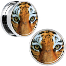 Load image into Gallery viewer, Full Color Tiger Eyes Steel Screw Fit Plug Set 18mm
