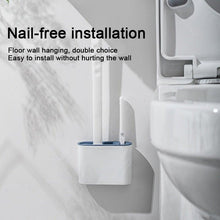 Load image into Gallery viewer, Wall Hanging Toilet Brush with Holder Set Silicone Bristles For Floor Bathroom Cleaning Toilet Brush And Holder Set Wall-Hanging Landing Toilet Bowl Brush Household Hotel Cleaner With Small Brush For Bathroom
