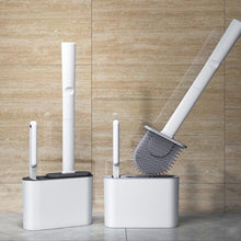 Load image into Gallery viewer, Wall Hanging Toilet Brush with Holder Set Silicone Bristles For Floor Bathroom Cleaning Toilet Brush And Holder Set Wall-Hanging Landing Toilet Bowl Brush Household Hotel Cleaner With Small Brush For Bathroom
