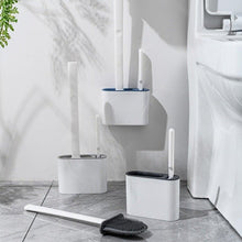 Load image into Gallery viewer, Wall Hanging Toilet Brush with Holder Set Silicone Bristles For Floor Bathroom Cleaning Toilet Brush And Holder Set Wall-Hanging Landing Toilet Bowl Brush Household Hotel Cleaner With Small Brush For Bathroom
