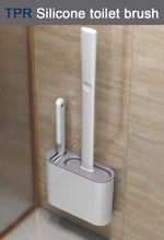Load image into Gallery viewer, Wall Hanging Toilet Brush with Holder Set Silicone Bristles For Floor Bathroom Cleaning Toilet Brush And Holder Set Wall-Hanging Landing Toilet Bowl Brush Household Hotel Cleaner With Small Brush For Bathroom
