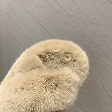 Load image into Gallery viewer, Warm Fluffy Fur Slippers Shoes Women Flip Flop Flat Furry Slides Outdoor Sandals Woman Open Toe Slippers Plush Cross Band Fleece Comfy Memory Foam House Indoor Winter Shoes
