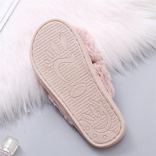 Load image into Gallery viewer, Warm Fluffy Slippers Women Cozy Faux Fur Cross Indoor Floor Slides Flat Soft Furry Flip Flops Fuzzy Slippers Cross Band Fluffy Slippers Faux Fur Slippers Plush House Open Toe Cozy Slippers For Women
