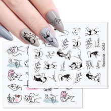 Load image into Gallery viewer, Water Nail Stickers Women Face Sketch Abstract Butterfly Image Sexy Girl Nail Art Decor Sliders Manicures For Nails Decoration Decal Self-Adhesive 3D Wave Design Decoration for Women Girls Tape Nail Art Stickers Decal Decoration
