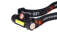 Load image into Gallery viewer, Waterproof 2 Light Mode USB LED Headlight With Magnet Rechargeable Headlamp Built-in 18650 Battery Flashlight  COB Work Light For Outdoor Camping Cycling Fishing Headlamp Flashlight

