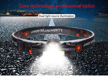 Load image into Gallery viewer, Waterproof 2 Light Mode USB LED Headlight With Magnet Rechargeable Headlamp Built-in 18650 Battery Flashlight  COB Work Light For Outdoor Camping Cycling Fishing Headlamp Flashlight
