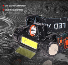 Load image into Gallery viewer, Waterproof 2 Light Mode USB LED Headlight With Magnet Rechargeable Headlamp Built-in 18650 Battery Flashlight  COB Work Light For Outdoor Camping Cycling Fishing Headlamp Flashlight

